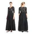 Premium polyester factory directly selling fashion women short sleeve modest patterns Casual black lace Dresses